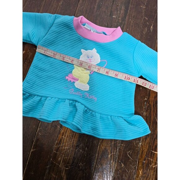 Vintage 80s 90s Pretty Kitty Ruffled Girls Outfit 6- 9 months - Picture 3 of 14